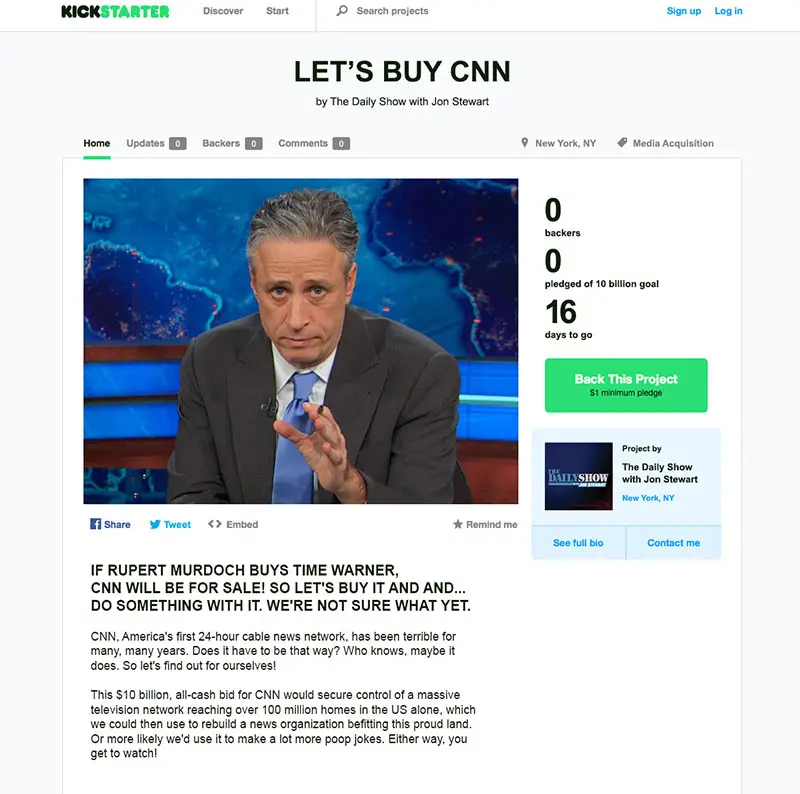 Jon Stewart's Kickstarter Campaign