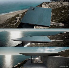 Rimless Swimming Pool Serves As Roof for Mirage House in Greece.