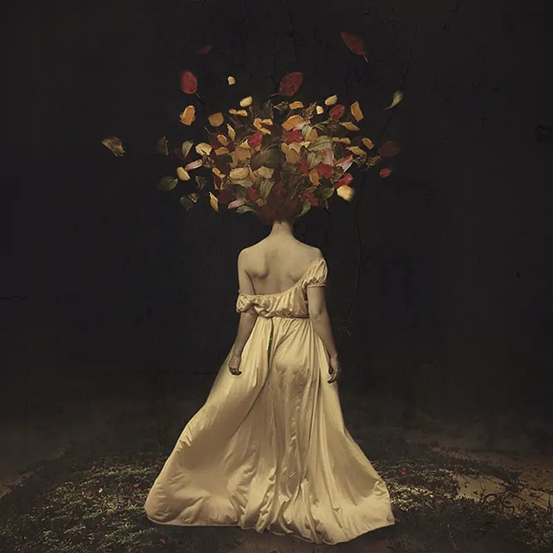 Brooke Shaden Self-Portraits the falling of autumn darkness