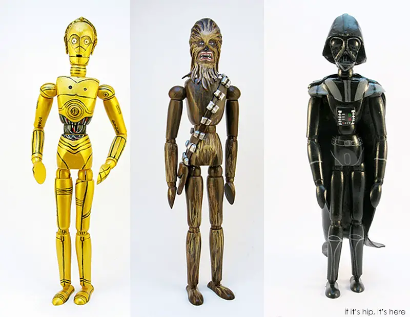 C3PO chewbacca and darth vader dolls IIHIH