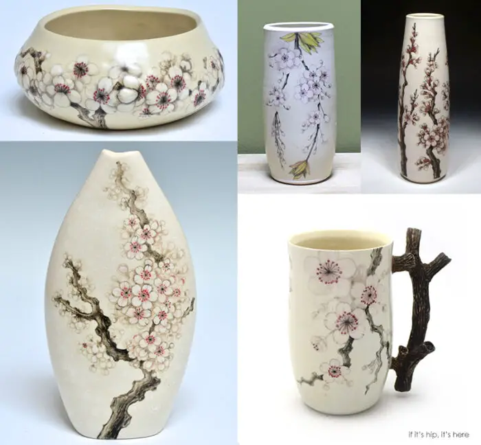cherry blossom decorated ceramics