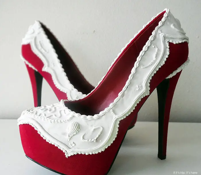 red velvet wedding cake shoes