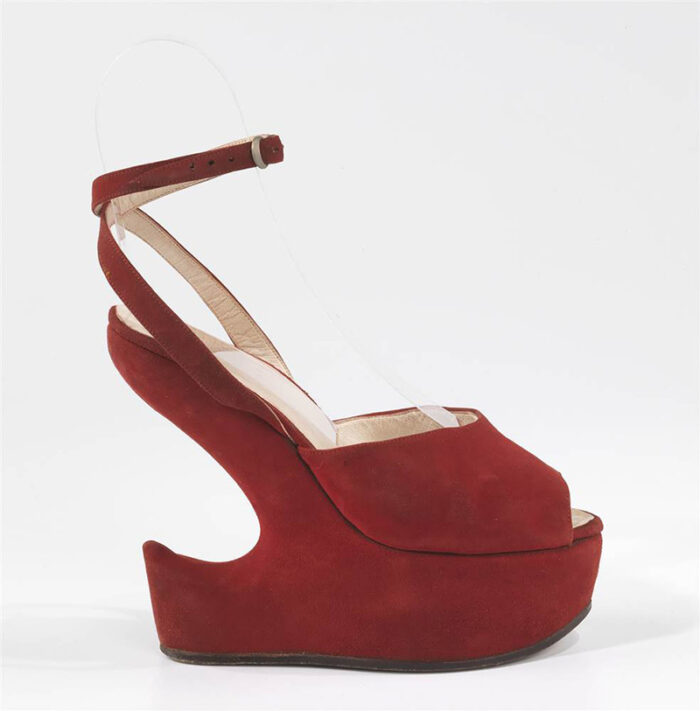 Victor's platform sandal, circa 1940, America, made of leather