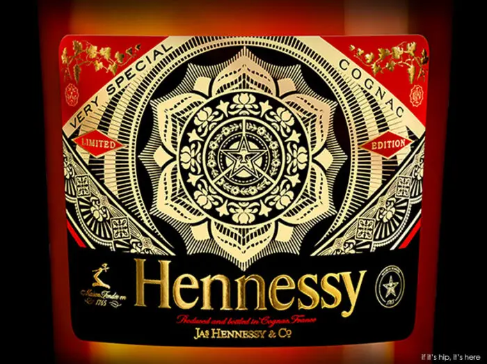 hennessy cognac bottle by shepard fairey label IIHIH