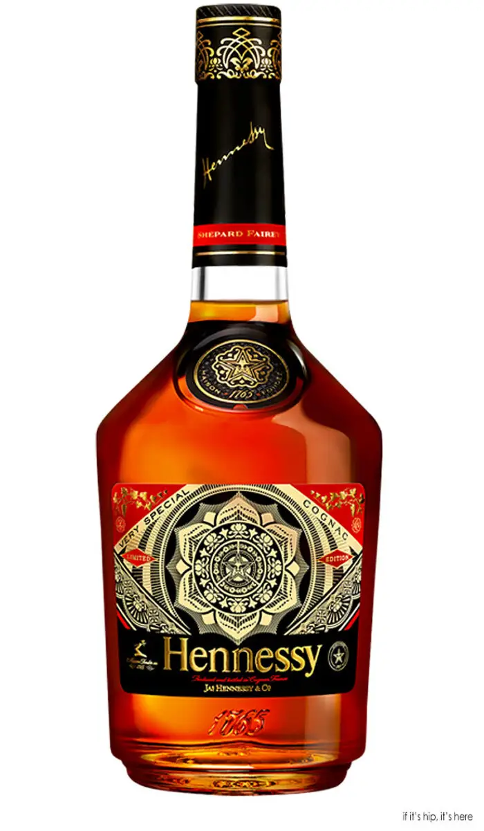 hennessey bottle by shepard fariey on white IIHIH