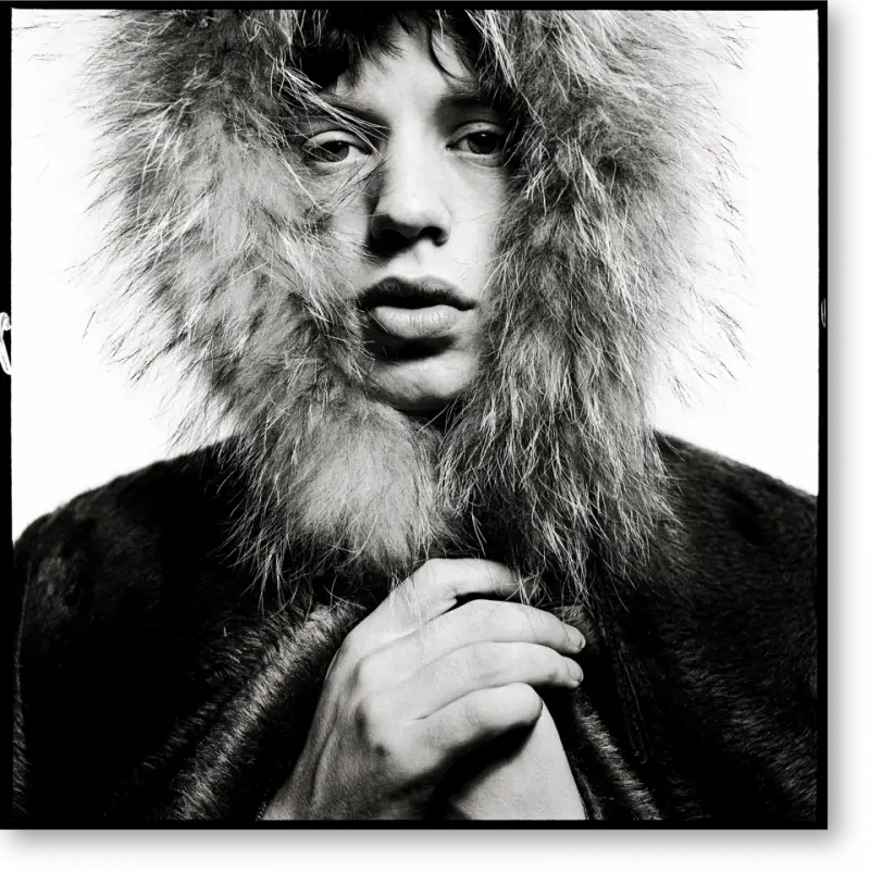 original david bailey mick jagger fur hood_1964