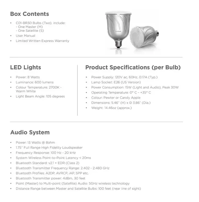 Sengled Pulse Product Specs