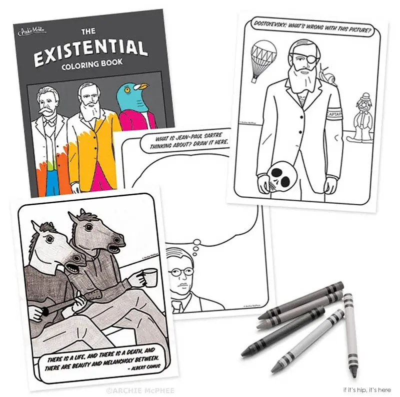 existential coloring book page samples