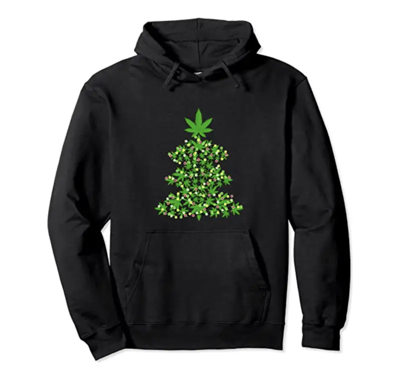 cannabis christmas tree hoodie