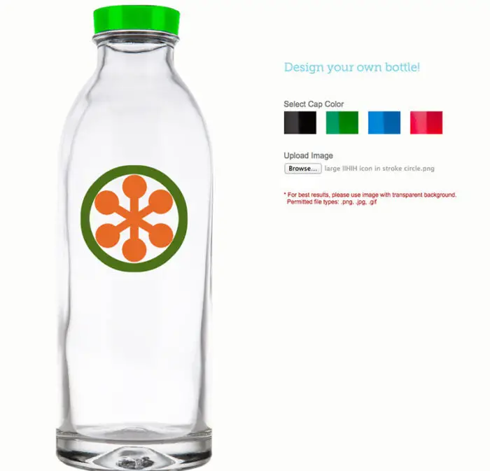 customizable glass water drinking bottles