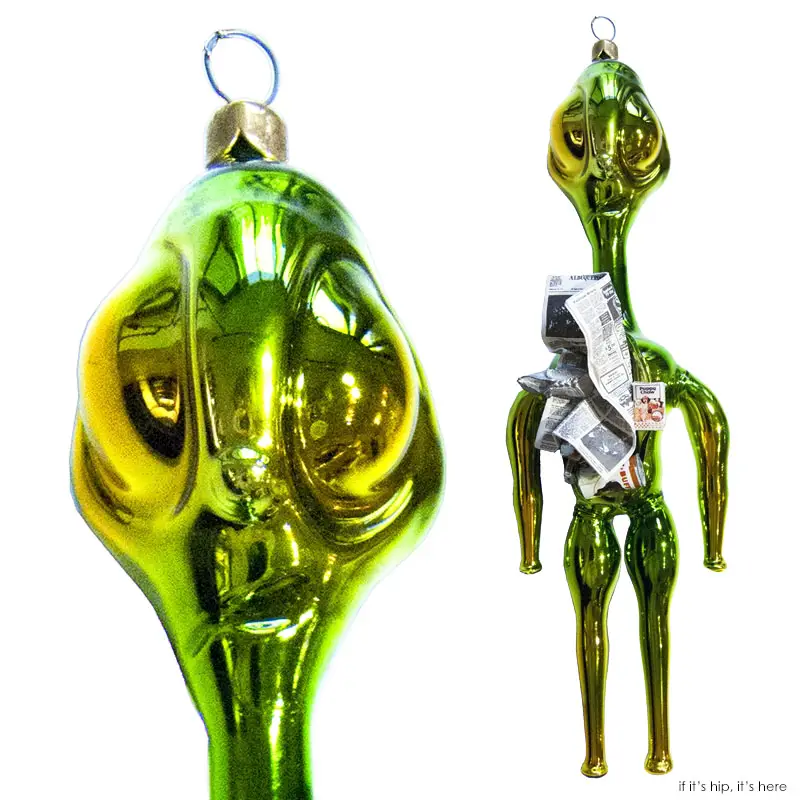 hand blown glass alien ornament IIHIH