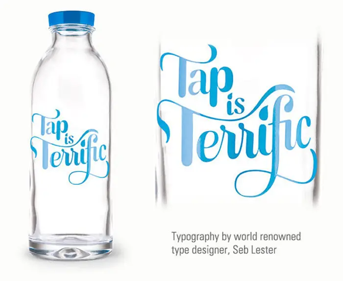 seb lester typography water bottle