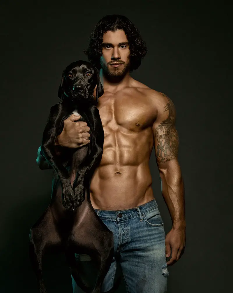 Hunks and hounds animal charity calendar 2015, America, Oct 2014