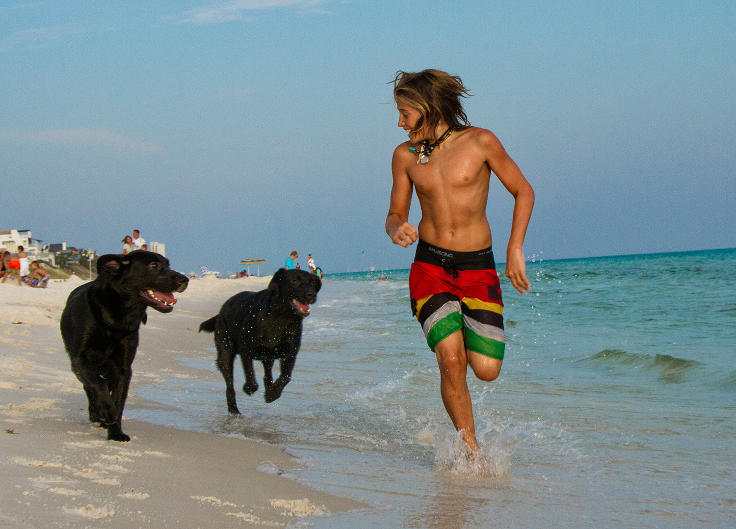 Zack Mignot with two local black labs