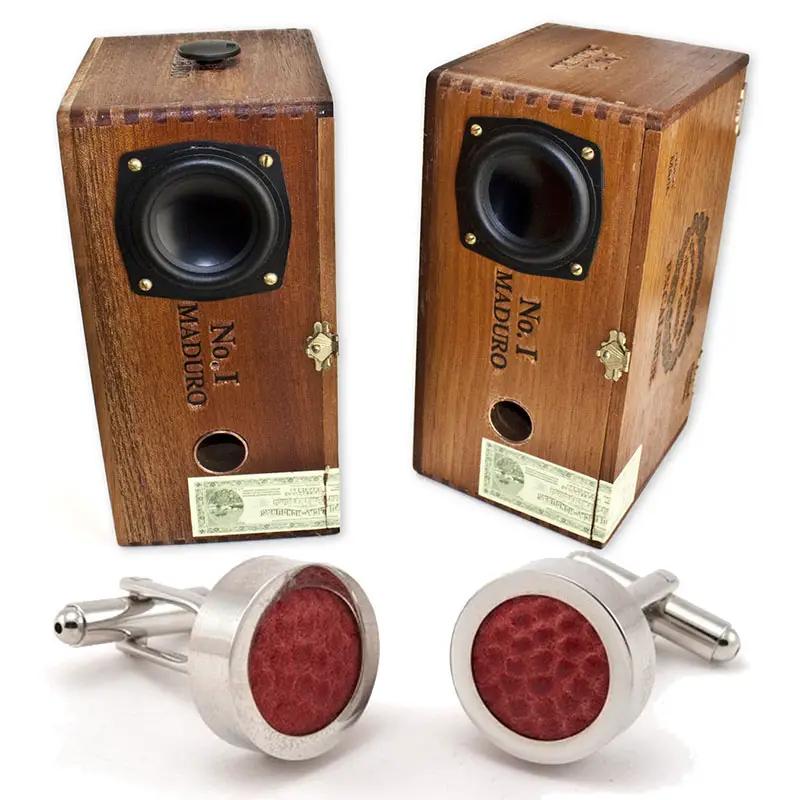 cigar box speakers and real football cufflinks O&F IIHIH