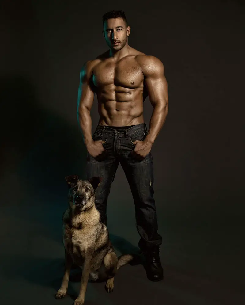 Hunks and hounds animal charity calendar 2015, America, Oct 2014