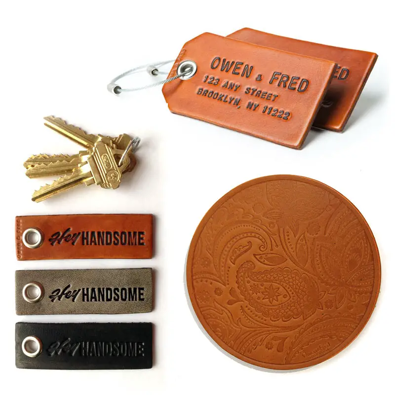 leather-luggage-tags key chains and coasters