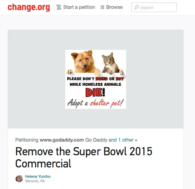 petition to remove super bowl ad
