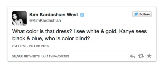 kim kardashion west tweet about the dress