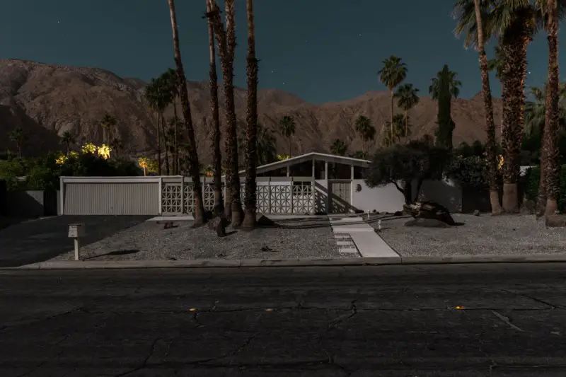 palms springs architecture at night