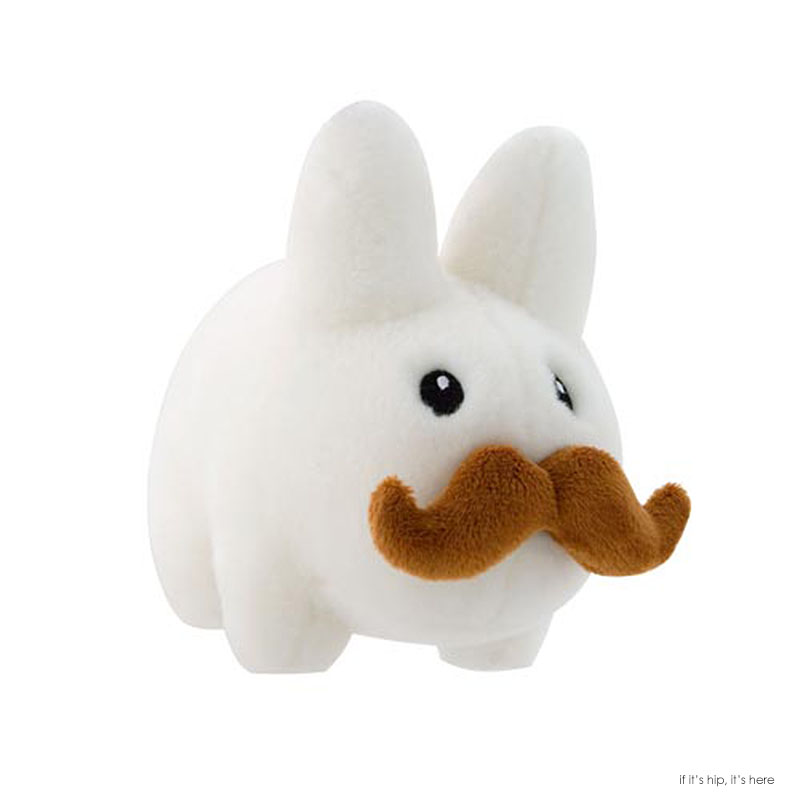 kozik white plush 14' labbit with stache IIHIH