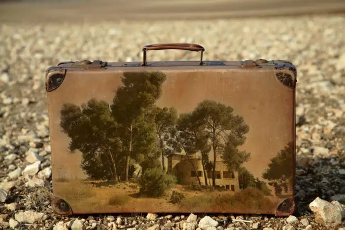 suitcases turned into art