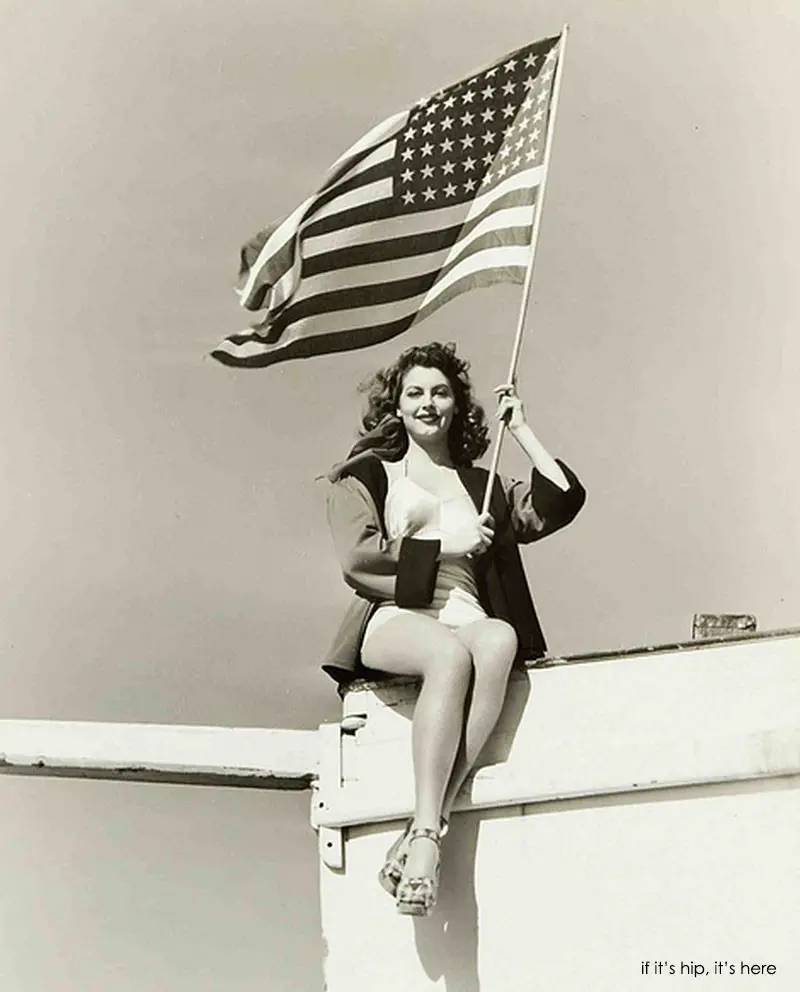 Ava Gardner with American Flag
