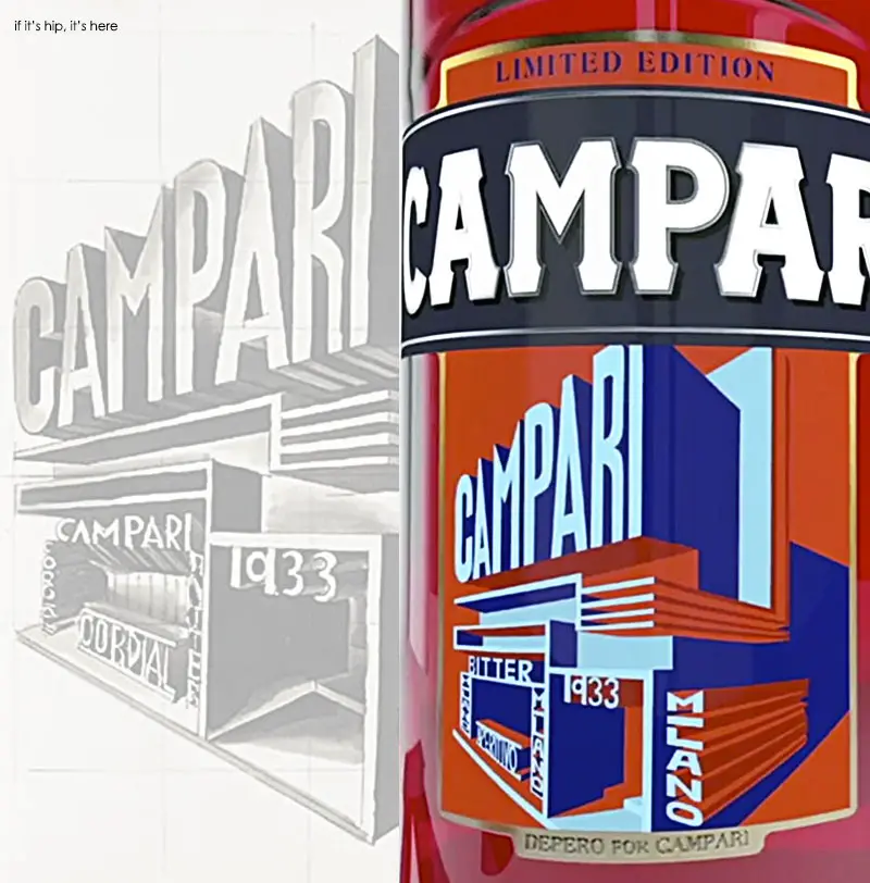 1931 Campari pavilion drawing and new 2015 label IIHIH