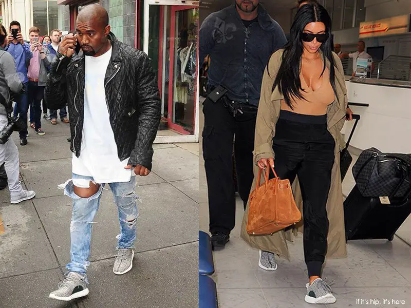 Kanye and wife Kim Kardashian both sporting the Yeezy Boost 350