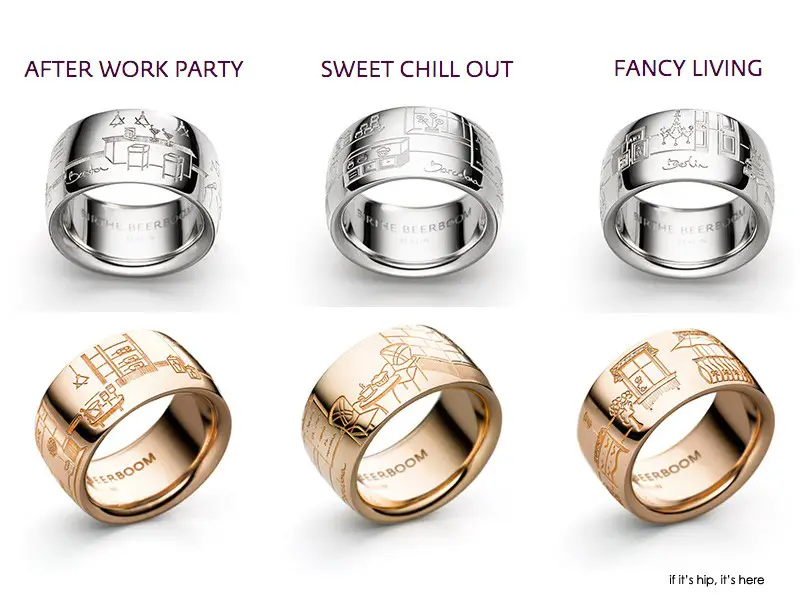 birthe beerboom city rings in white and rose gold ganged IIHIH