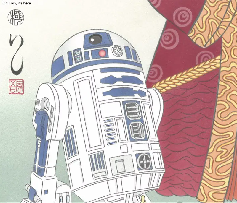 Queen Amidala and R2-D2 Japanese Woodcut Print