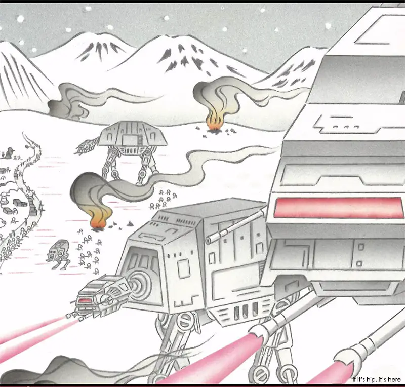 Ukiyo-e Star Wars Interstellar War/ Battle of the Host Planet (AT-AT Walkers)