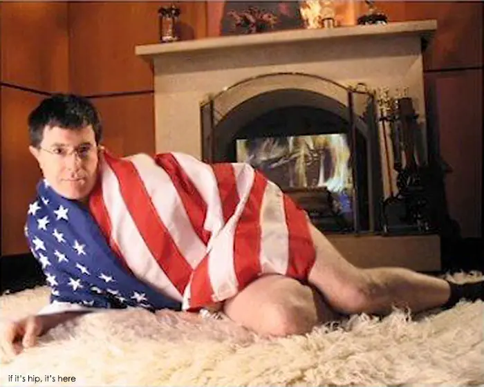 stephen colbert wrapped in flag