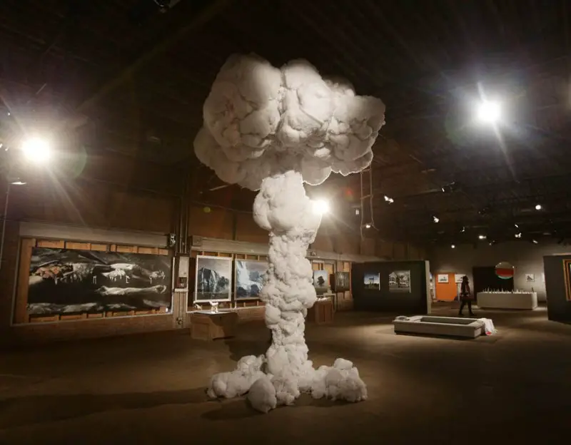 A mushroom cloud made from cotton fibers by artist Dietrich Wegner 