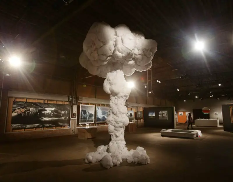 A mushroom cloud made from cotton fibers by artist Dietrich Wegner