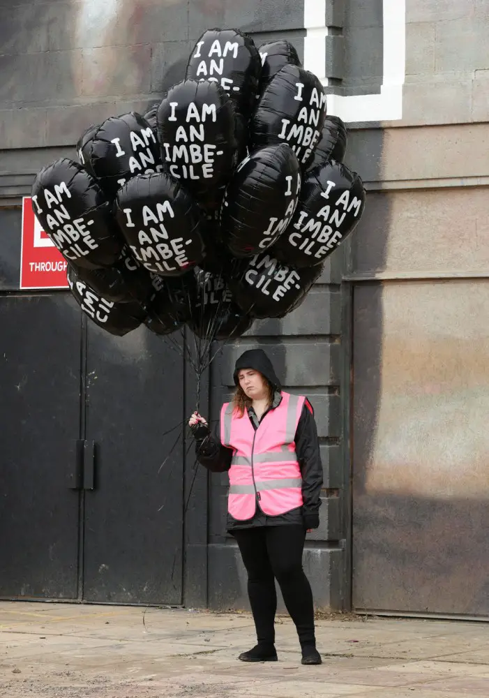 I am an imbecile balloons replace the popular Mickey Mouse balloons