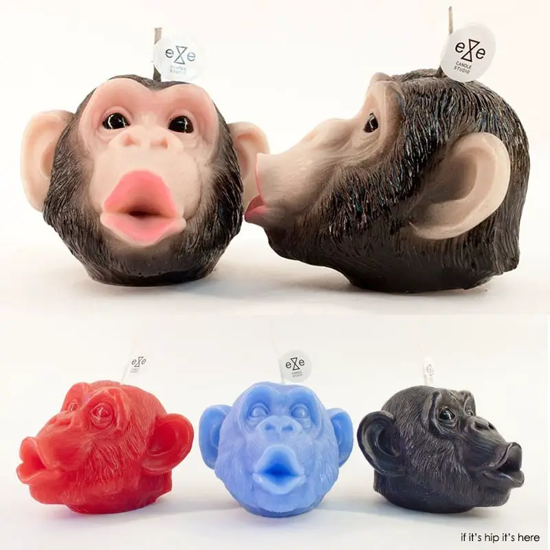 chimp candle painted and solid colors
