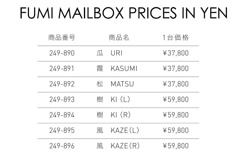 fumi mailbox prices