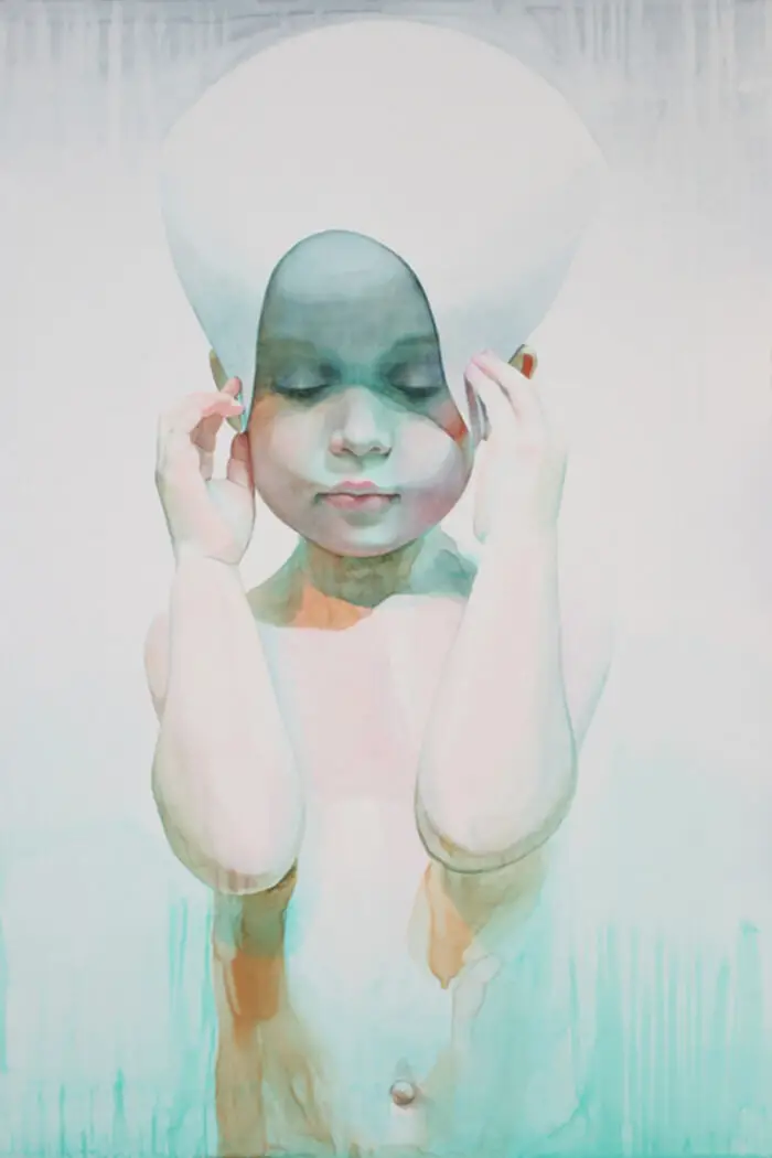 Intersession, watercolor on clay panel, 60" x 40"