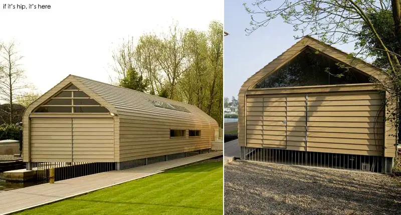 Accoya wood boathouse front and back