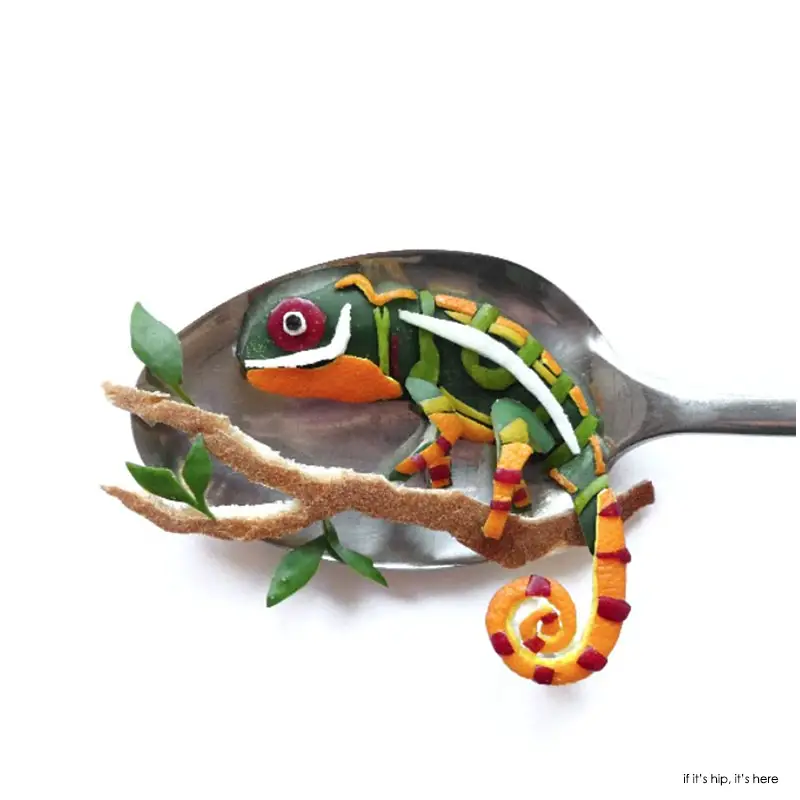 chameleon on spoon