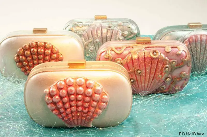 White chocolate clutches filled with pink velvet cake