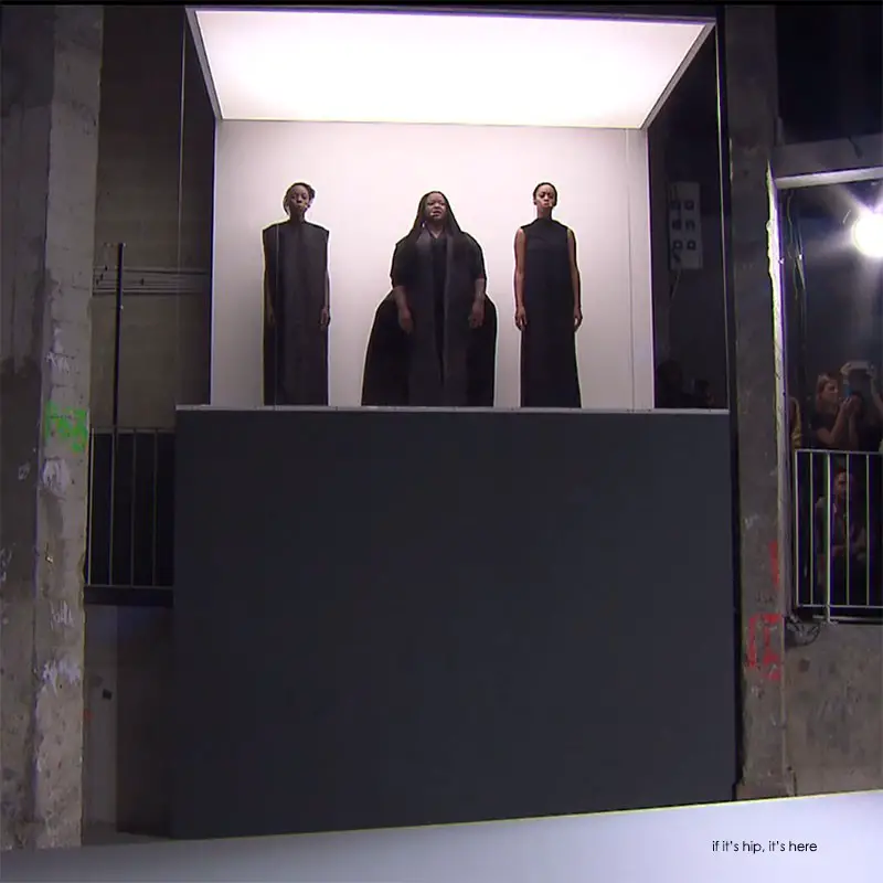 singers at rick owens runway show