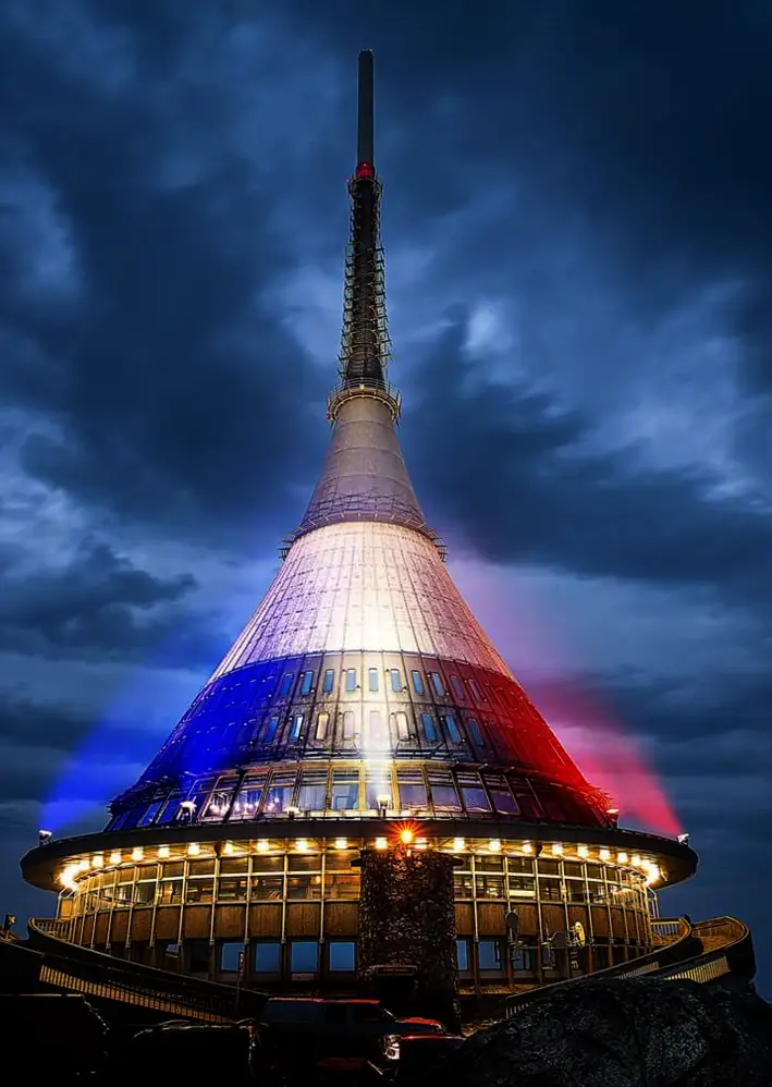 Czech Republic lit up in red white and blue