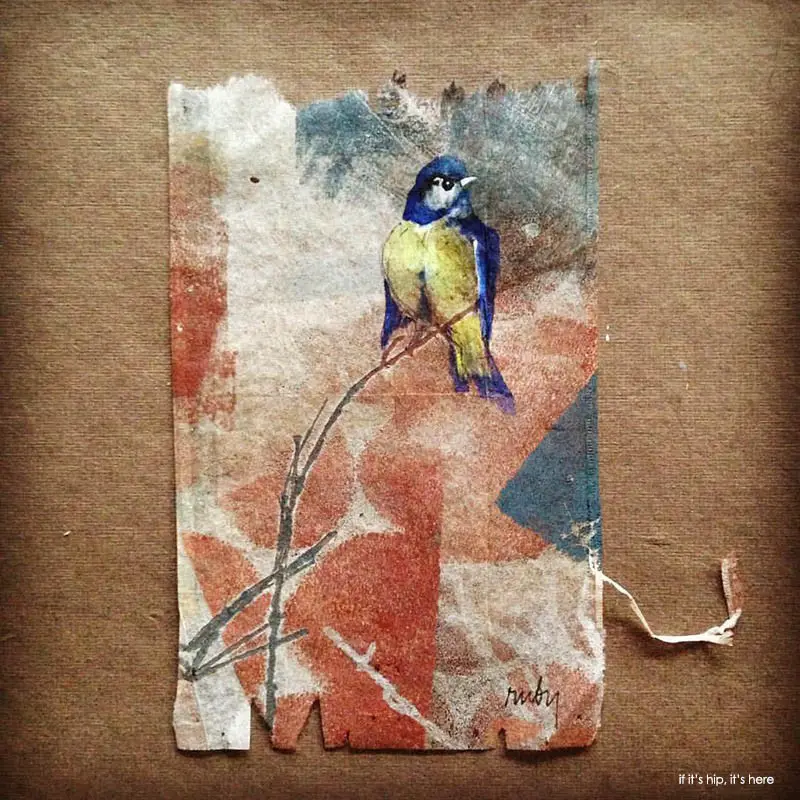Day 267 bird painted on teabag