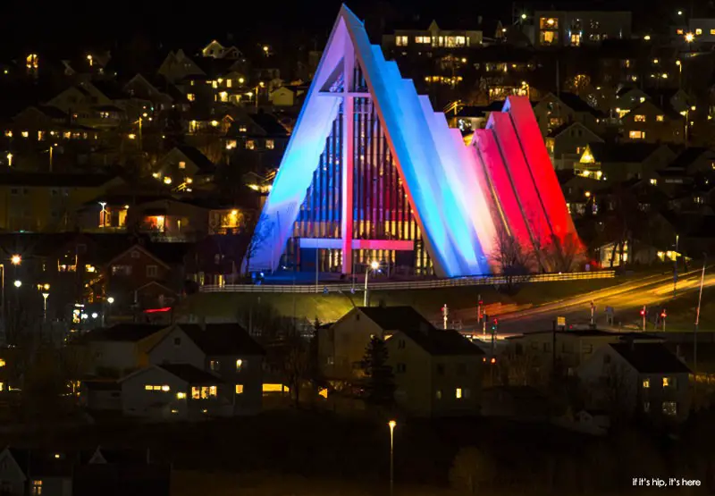 Tromso, Norway lights up for paris