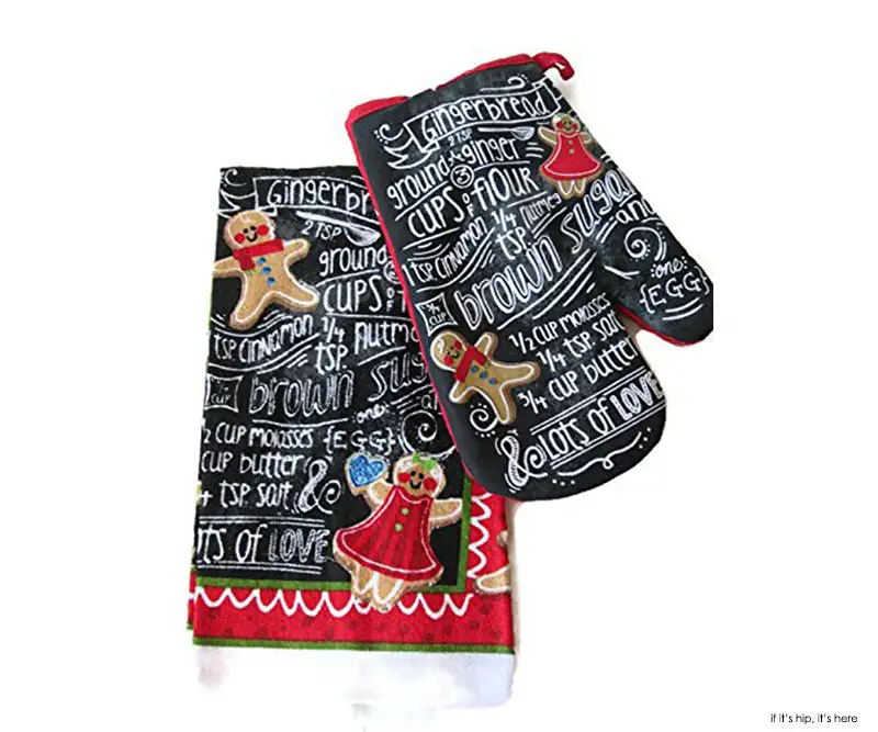 chalkboard christmas oven mitt and tea towel