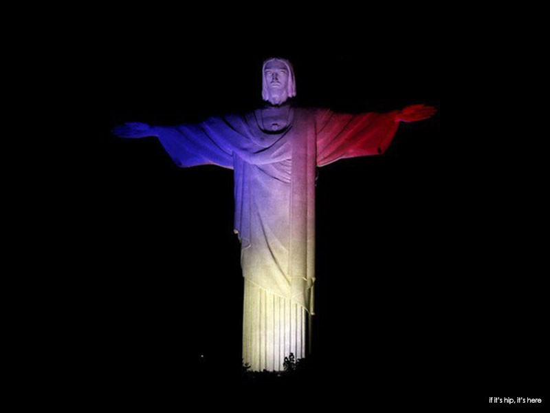 christ the redeemer Rio, Brazil lit up in solidarity for Paris