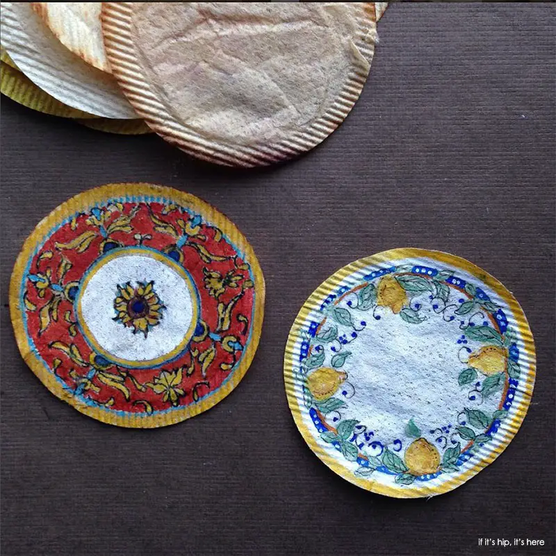 paintings on round teabags