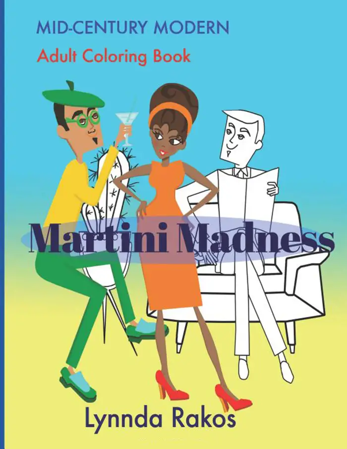mid century modern MartiniMadness coloring book